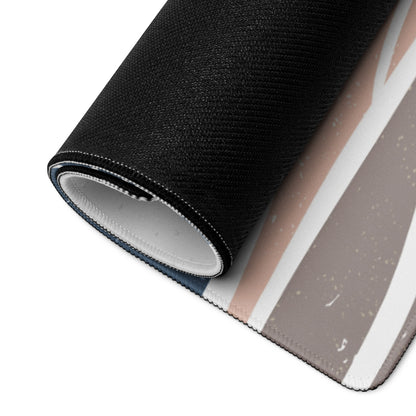 Boho Ocean Wave Mouse Pad Gray Blue Peach Tones For Gaming Desk Non Slip Edge Stitching