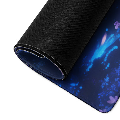 Cherry Blossom Night Sky Mouse Pad Blue Purple For Gaming Desk Digital Art Non Slip Large