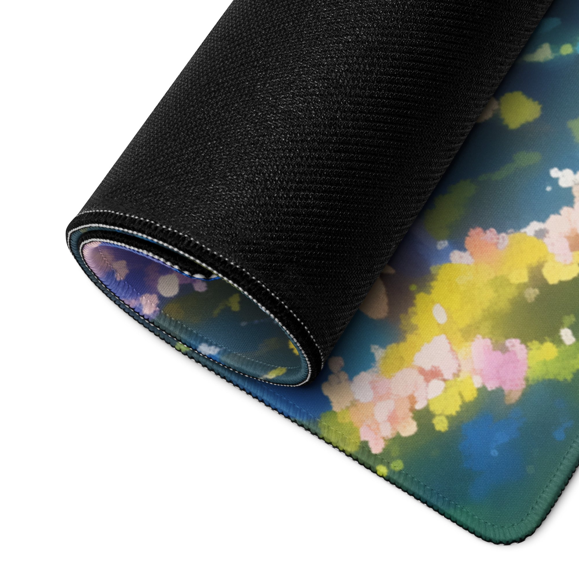 Cherry Blossom Mouse Pad Pink Blue For Gaming Desk Non Slip Large Desk Mat With Premium Edge Stitching Serene Mood