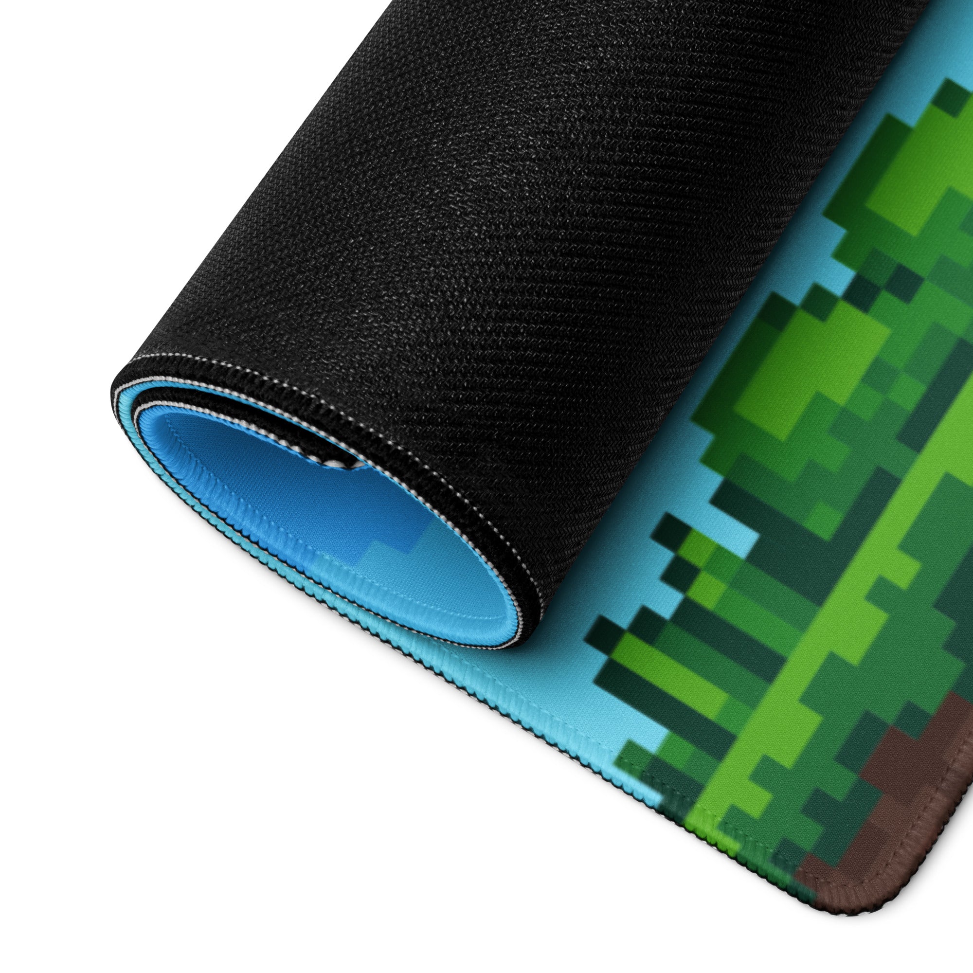 Gaming Mouse Pad Blue Pixel Art For Desk Setup Retro Arcade Style Level Up Theme Non Slip Surface Large