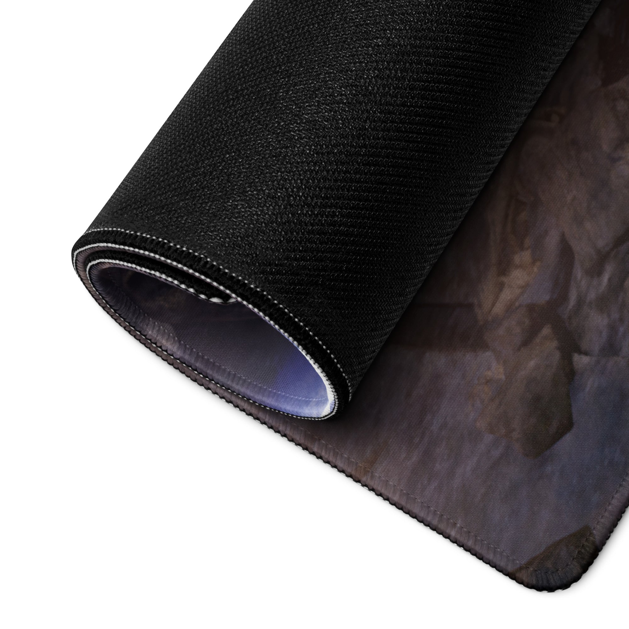 Knight Battle Fantasy Gaming Mouse Pad Blue Purple Tones for Gaming Desk Epic Painterly Artwork