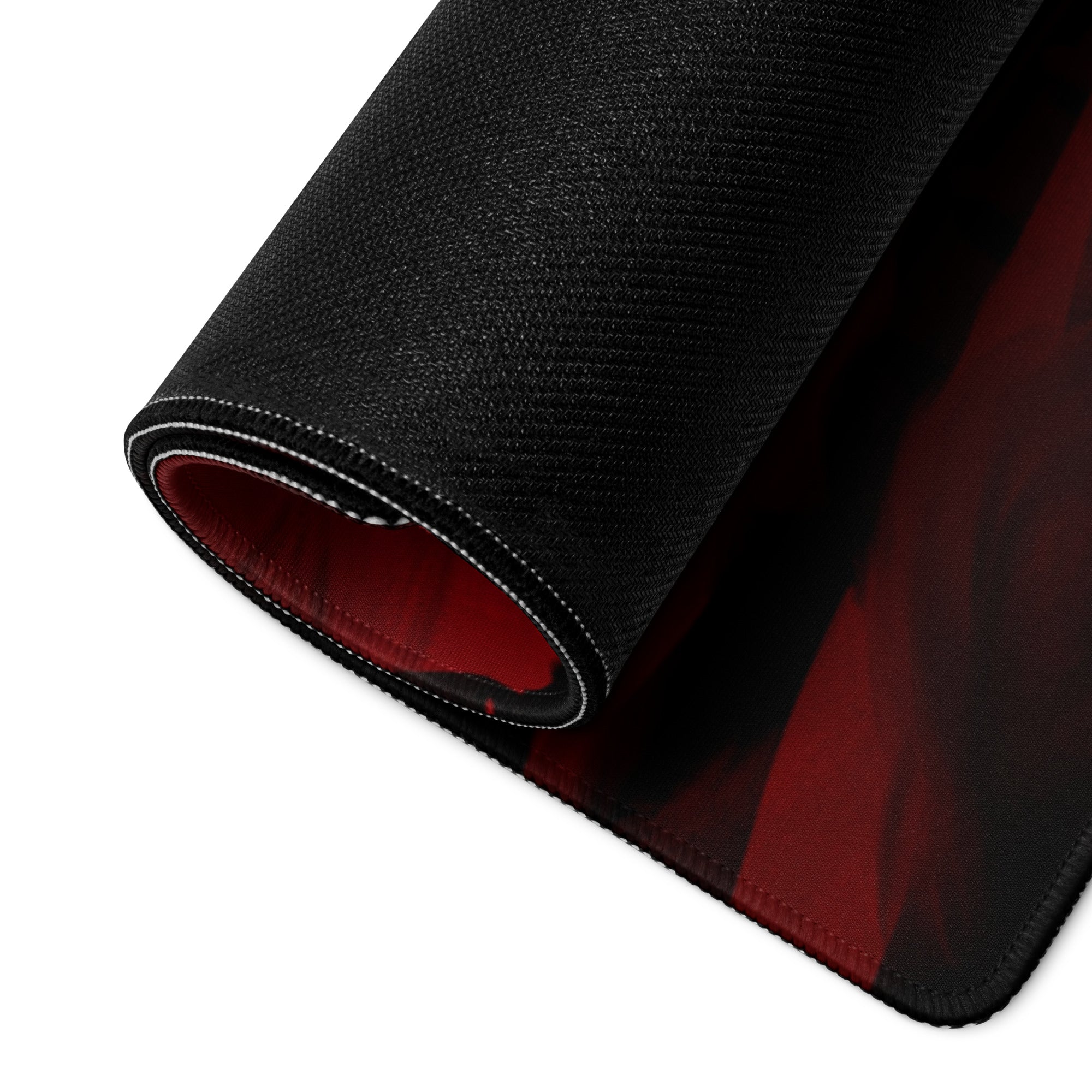Gaming Mouse Pad Red Black Non Slip Desk Setup War Battle Scene Art Style Esports Edge Stitching