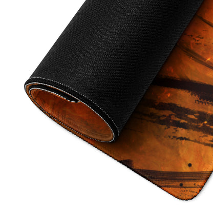 Orange And Black Gaming Mouse Pad For Desktop Setup Modern Abstract Fire Art Battlestation Mat