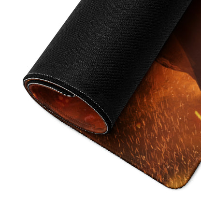 Gamer Mouse Pad Fiery Orange Black Large Desk Mat For Gaming Setup Epic Mood Digital Art Print