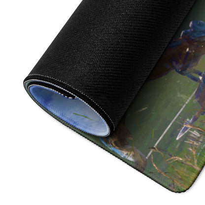 Gaming Mouse Pad Blue Large Non Slip Desk Mat For PC Gaming Setups Fantasy Battle Art