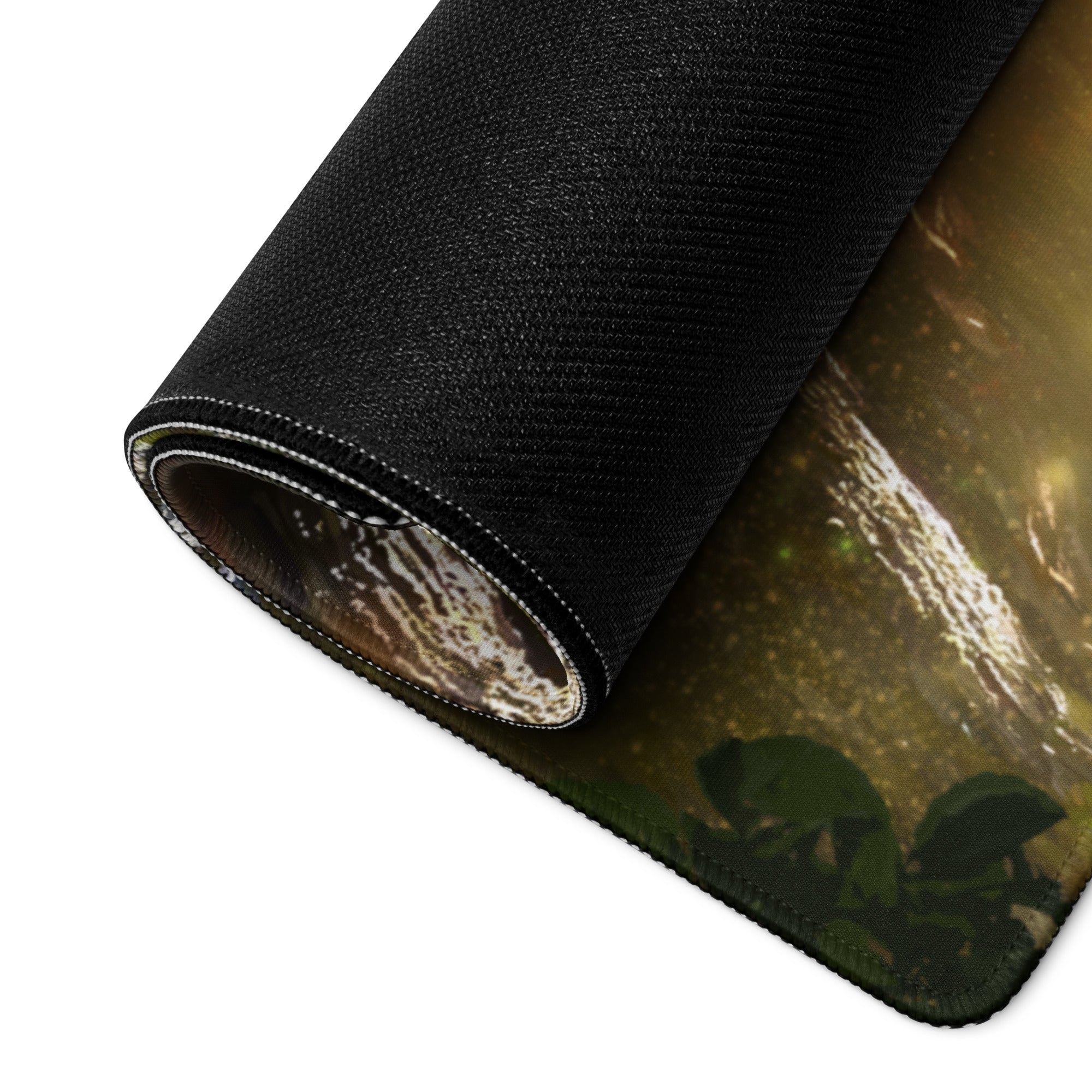 Gaming Mouse Pad Forest Green Gold For Desktop Setup Fantasy Nature Theme Immersive Forest Mood