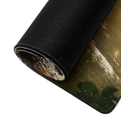 Gaming Mouse Pad Forest Green Gold For Desktop Setup Fantasy Nature Theme Immersive Forest Mood