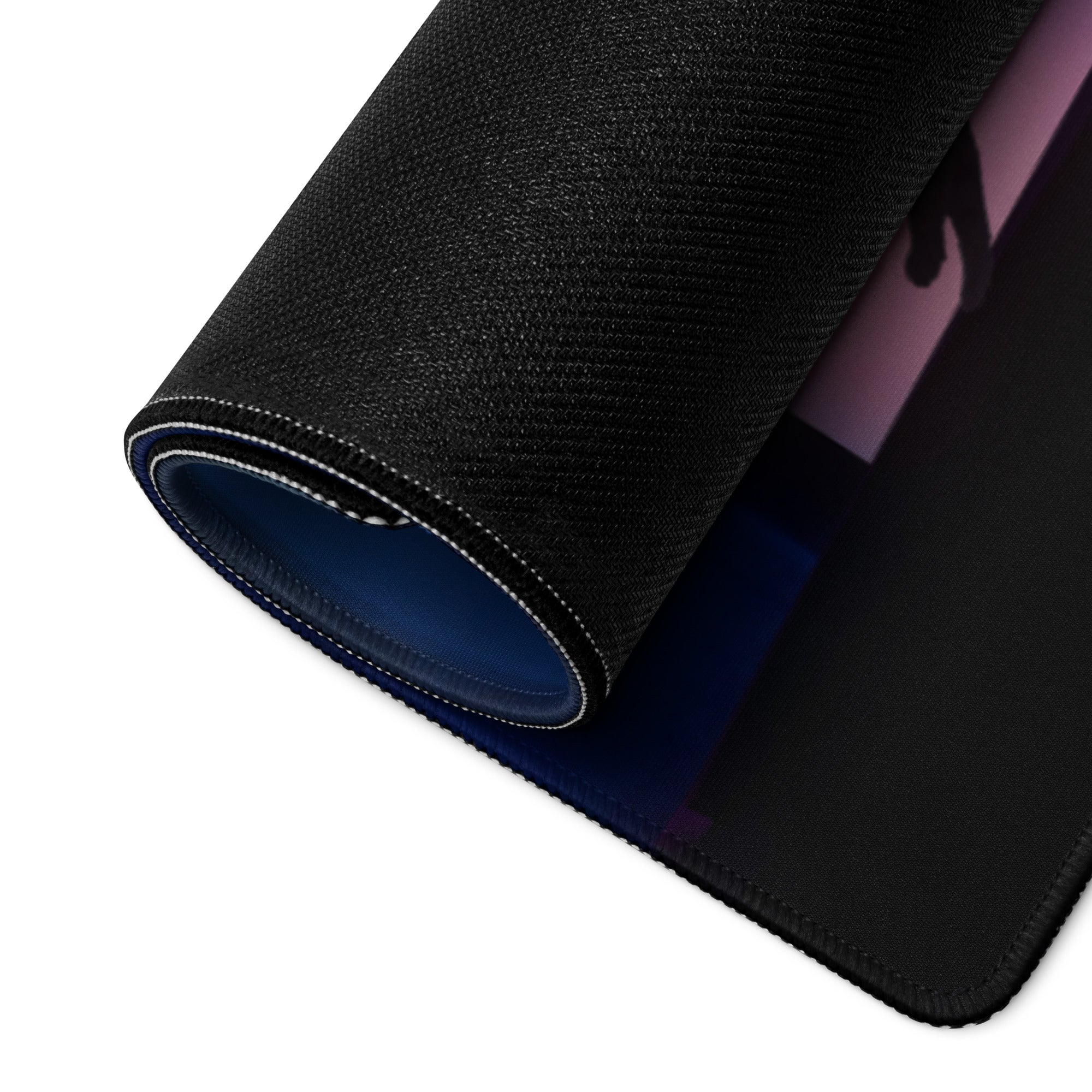 Gaming Mouse Pad Blue Purple Neon Cyberpunk for Gaming Desk Large Anti Slip Edge Stitched Digital Art