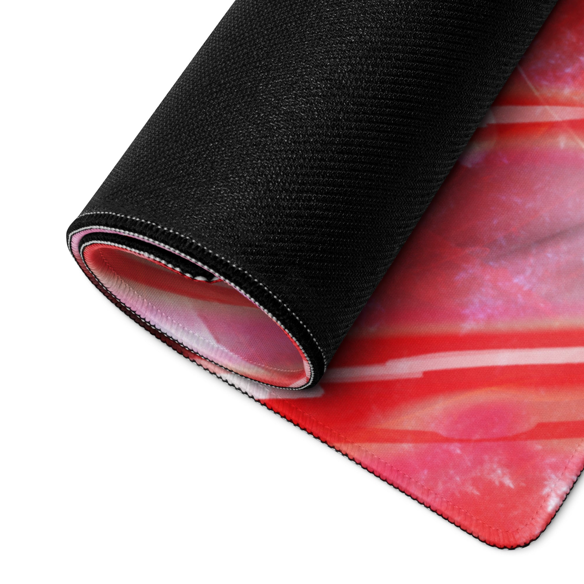 Red Gaming Mouse Pad For Gaming Desk Large Size Non Slip Neon Futuristic Sci Fi Digital Art