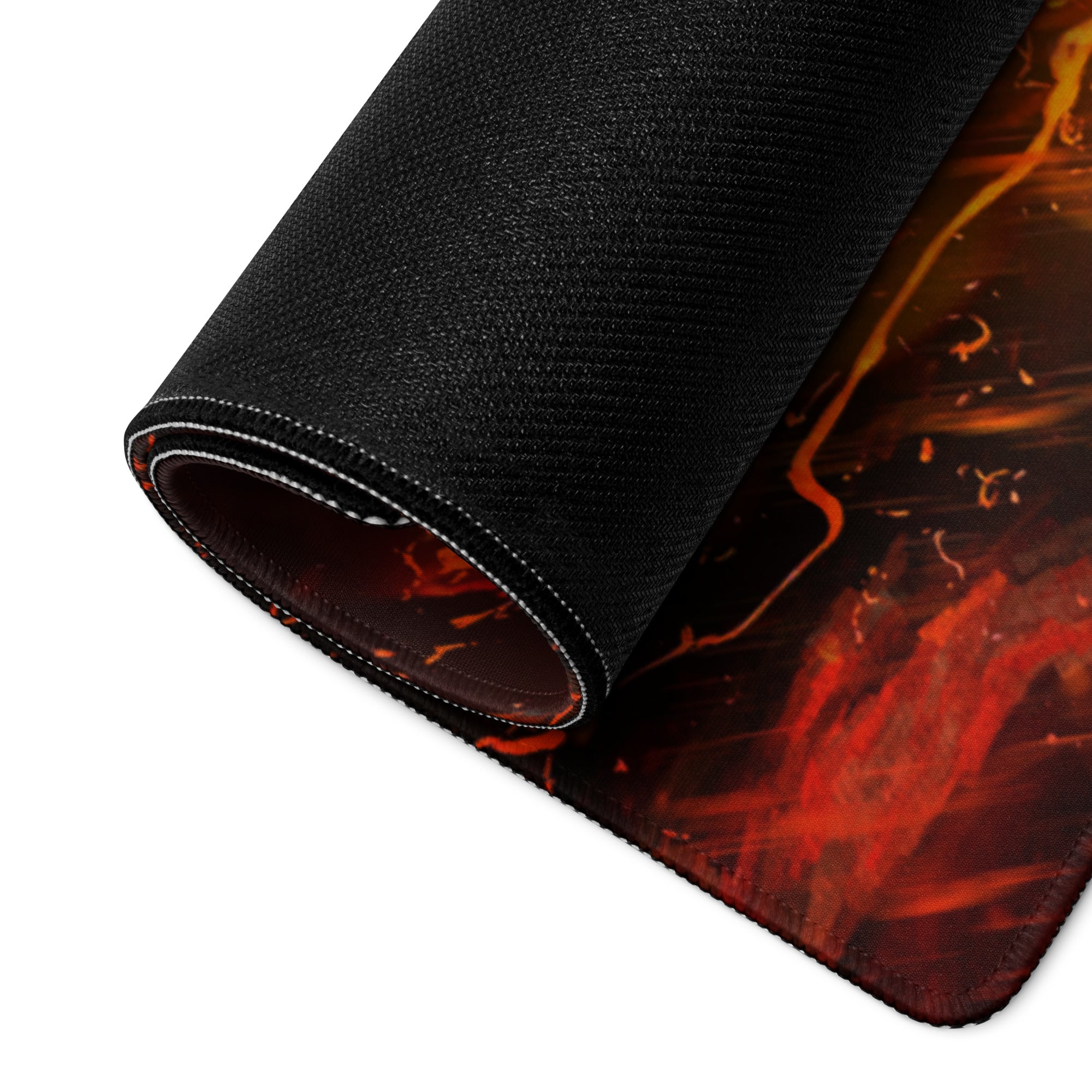 Gaming Mouse Pad Orange Red For Gaming Desk Setup Fiery Fantasy Battle Art Non Slip Large Mat
