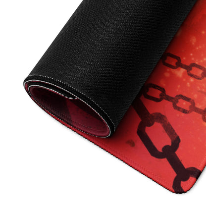 Fiery Demon Silhouette Gaming Mouse Pad Red Black Large Desk Mat Grunge Digital Art