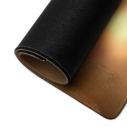 Gamer Themed Large Gaming Mouse Pad With Abstract Gold Brown Portrait Art For Desk Setup Digital Art