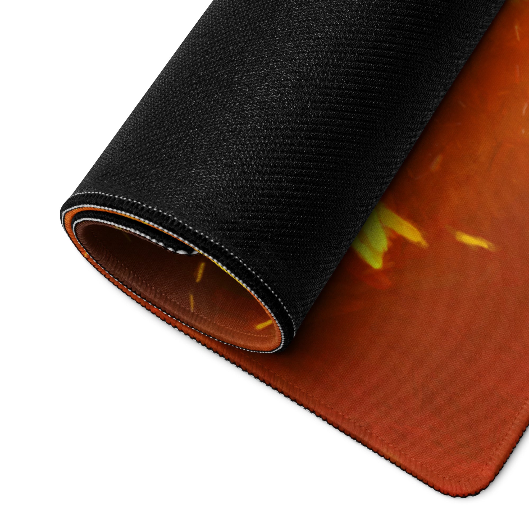 Gaming Mouse Pad Orange Red Fiery Warrior For Gaming Desk Setup Large Non Slip Base Modern Matte Art Pad Esports Ready