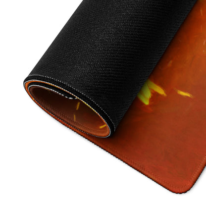 Gaming Mouse Pad Orange Red Fiery Warrior For Gaming Desk Setup Large Non Slip Base Modern Matte Art Pad Esports Ready
