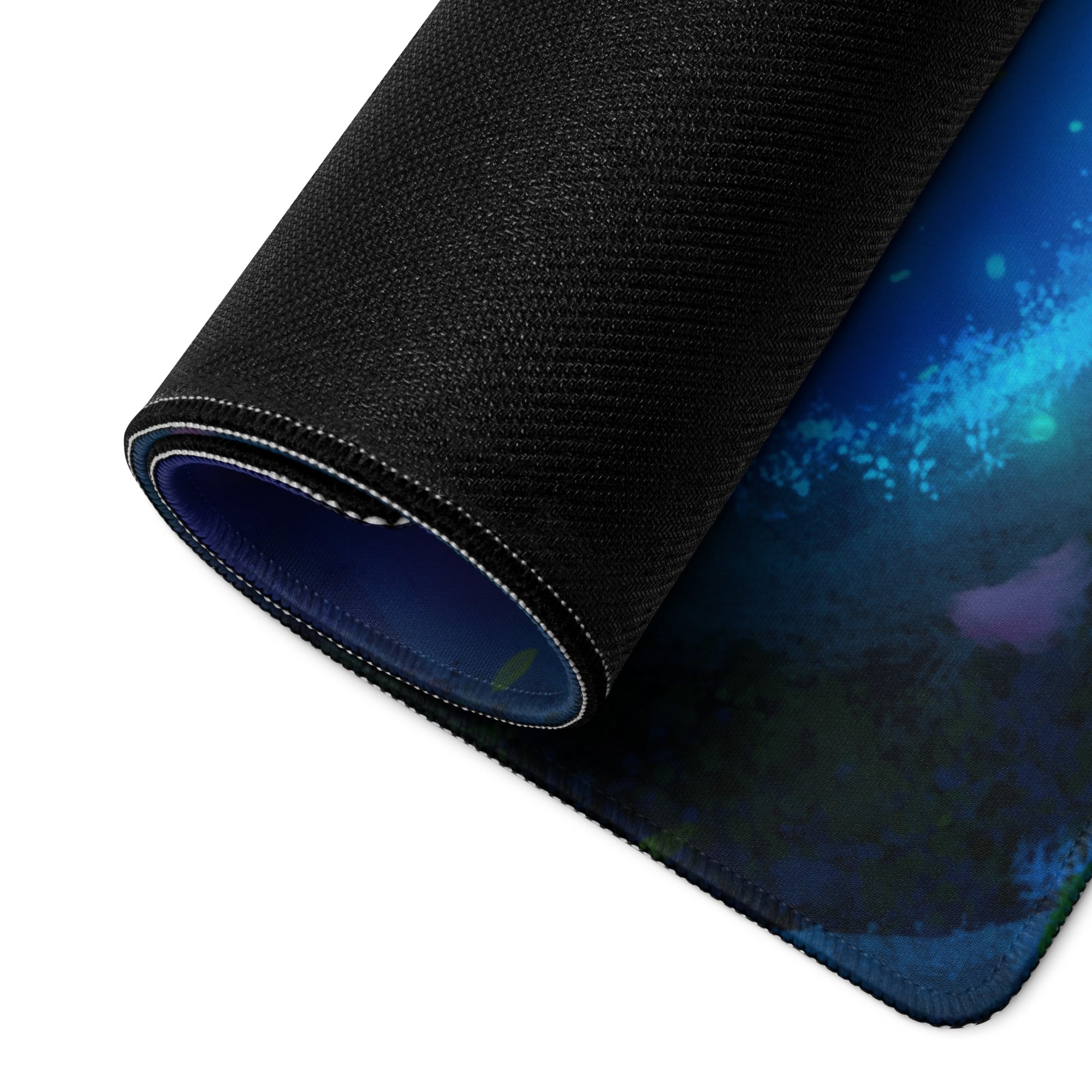 Gaming Mouse Pad Blue Night Dragon for Desk Setup Digital Art Style Epic Fantasy Mood Neon Cyber