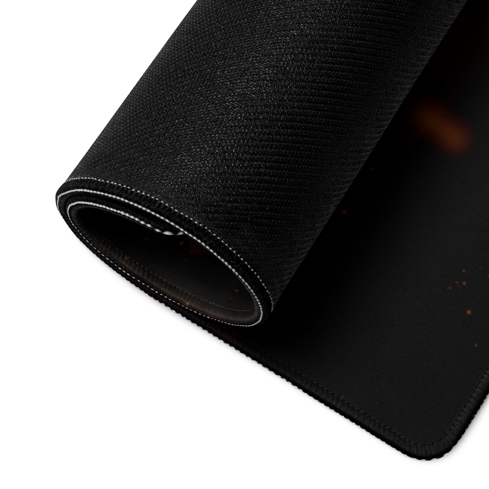 Gaming Mouse Pad Large Black Red Orange Fiery Fantasy Digital Art For Esports Desk Setup Non Slip Edge Stitching