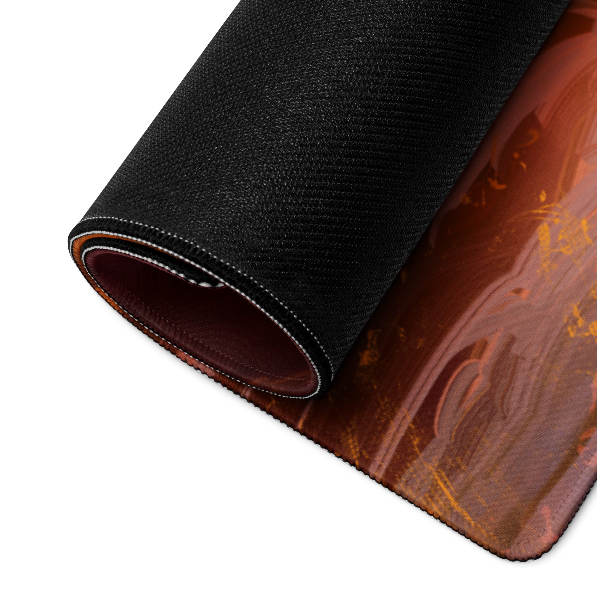 Gamer Mouse Pad Fiery Orange Sunset for Gaming Setup Large Desk Mat in Epic Digital Art Style