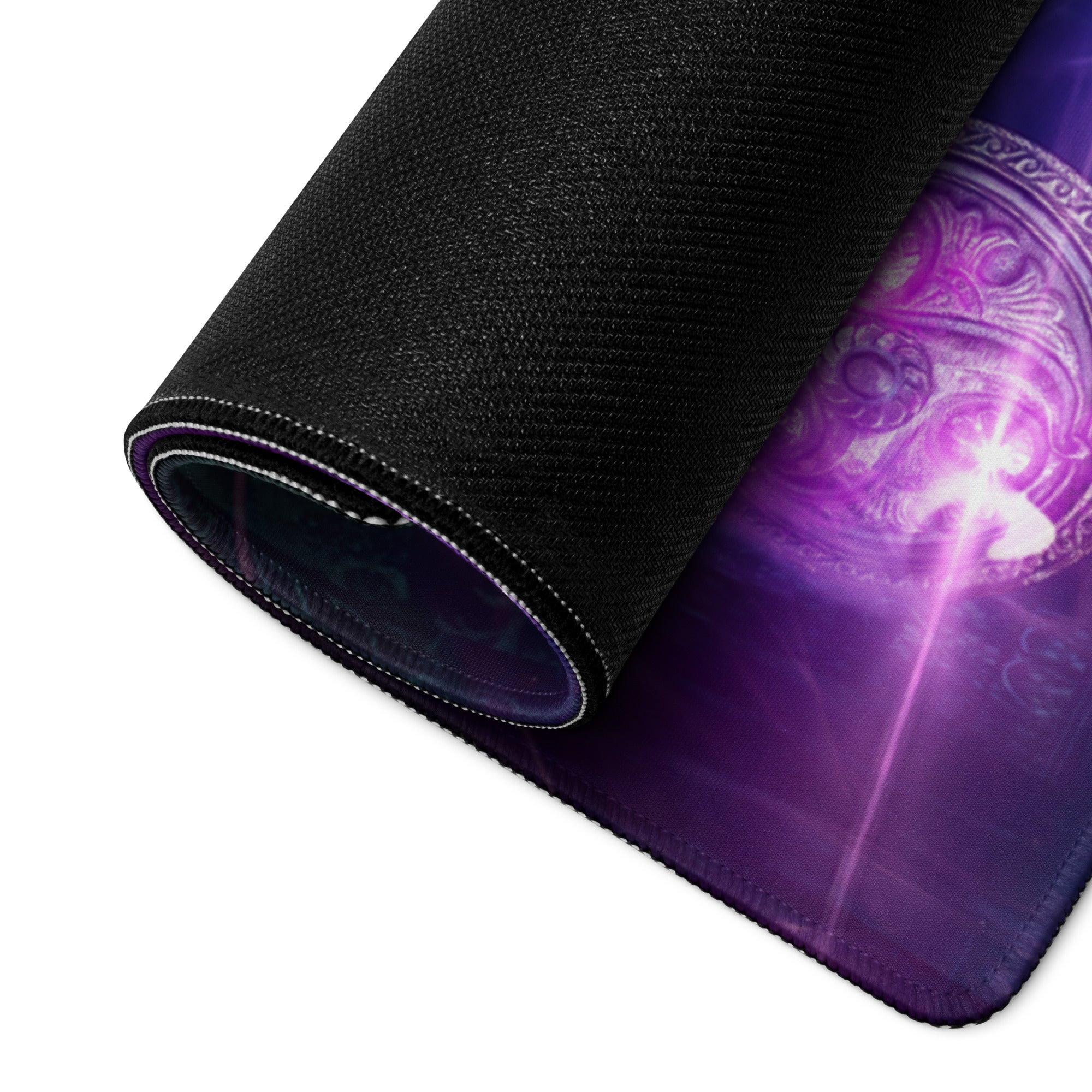 Large Gaming Mouse Pad Extended Desk Mat Purple Blue Neon Fantasy Art Style For Epic Gamer Battlestation Non Slip Surface