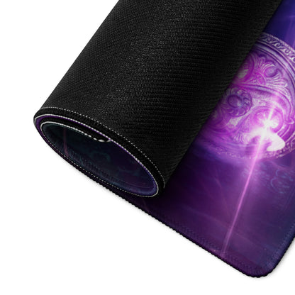 Large Gaming Mouse Pad Extended Desk Mat Purple Blue Neon Fantasy Art Style For Epic Gamer Battlestation Non Slip Surface