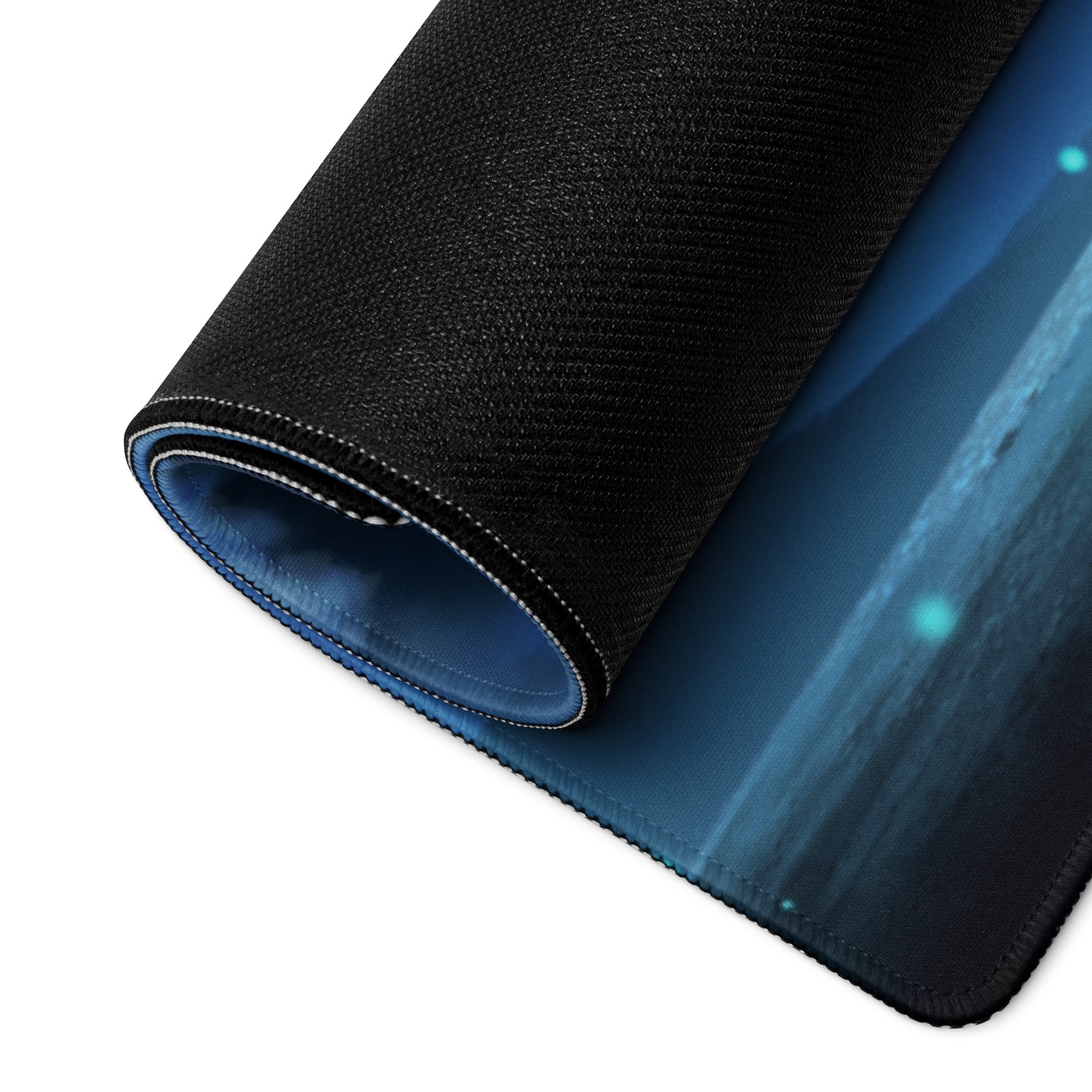 Gaming Mouse Pad Blue Night Sky Theme For Desk Gaming Setup Large Non Slip Edge Stitching Mystic Wilderness Art Style