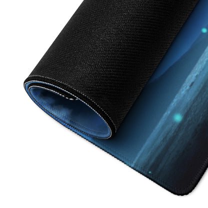 Gaming Mouse Pad Blue Night Sky Theme For Desk Gaming Setup Large Non Slip Edge Stitching Mystic Wilderness Art Style