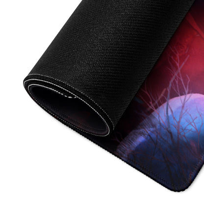 Gaming Mouse Pad Large Red Blue Dragon Battle Scene for Desk Setup Epic Fantasy Digital Art Non Slip Base