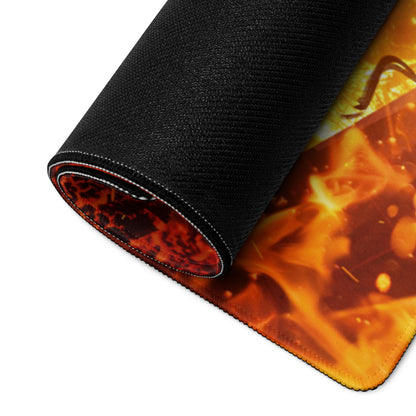 Gaming Mouse Pad Fiery Orange Red For Gaming Desk Cinematic Flame Art Intense Mood Modern Gaming Setup Digital Art