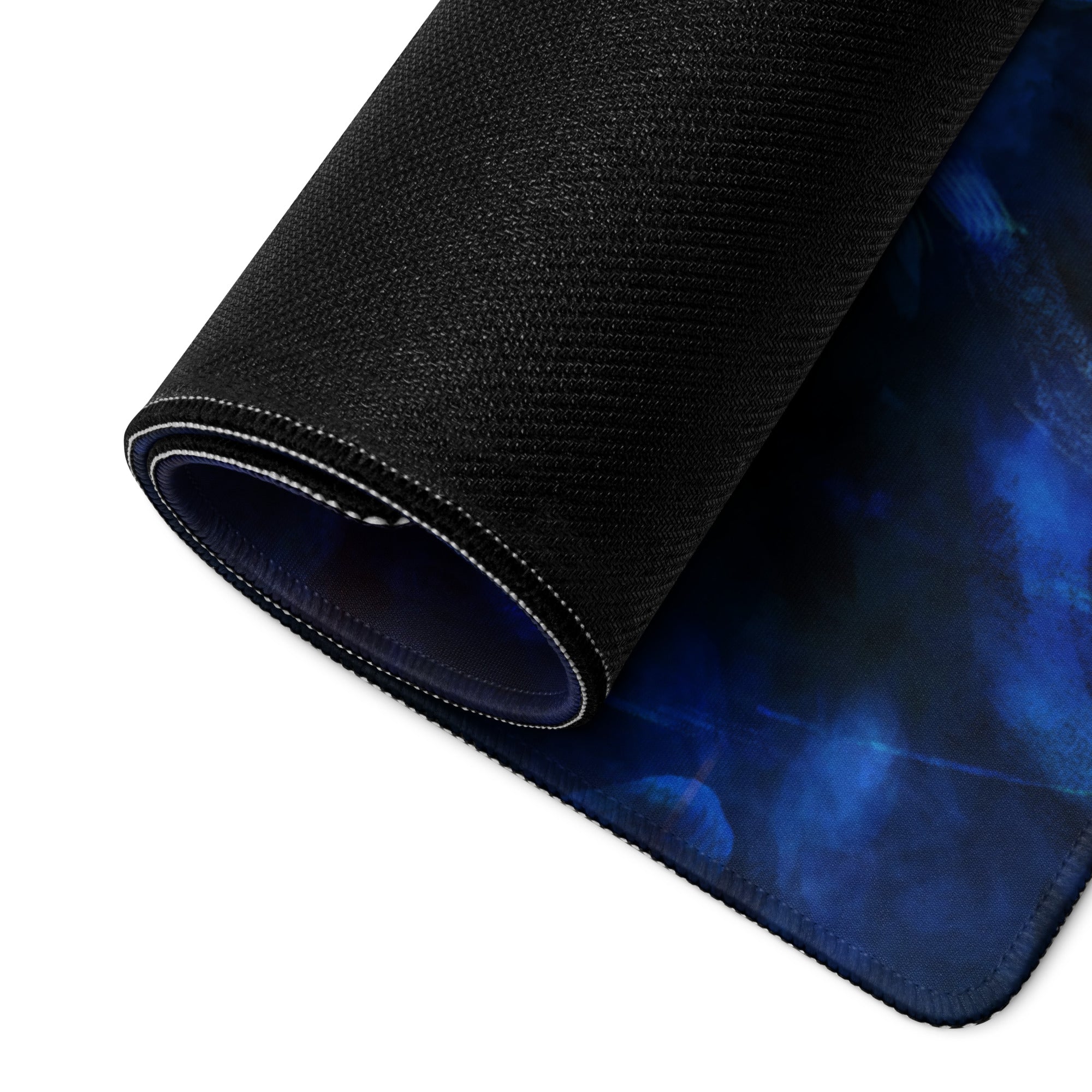 Blue Neon Gaming Mouse Pad For Desk Setup Large Extended Abstract Cyberpunk Digital Art Style