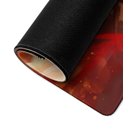 Fiery Red Orange Gaming Mouse Pad For Desktop Setup Surface Large Non Slip Modern Digital Art For Pro Gamers