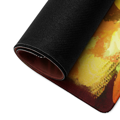 Fiery Orange Yellow Red Gaming Mouse Pad for Desktop Setup Abstract Brushstroke Art Energetic Gamer Decor