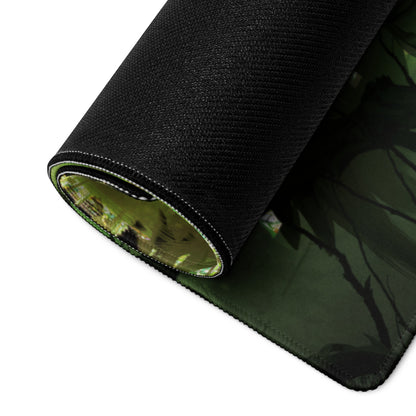 Gaming Mouse Pad Green Black Large Desk Mat For Gaming Setup Fantasy Art Style Moody Theme