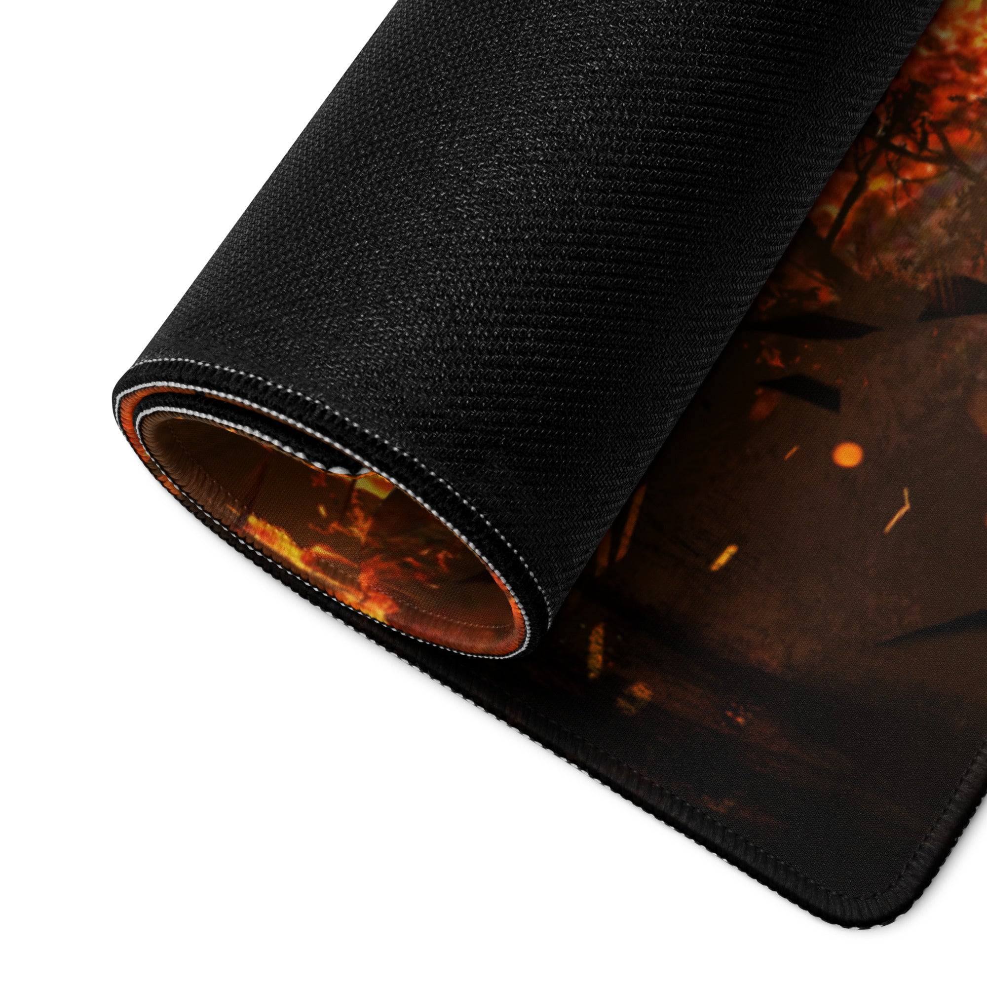 Gaming Mouse Pad Fiery Orange Black Dragon Battle Digital Art For Gaming Desk Mat