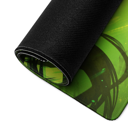 Green Neon Cyberpunk Gaming Mouse Pad For Desk Setup Large Non Slip Abstract Art Vibrant Artwork