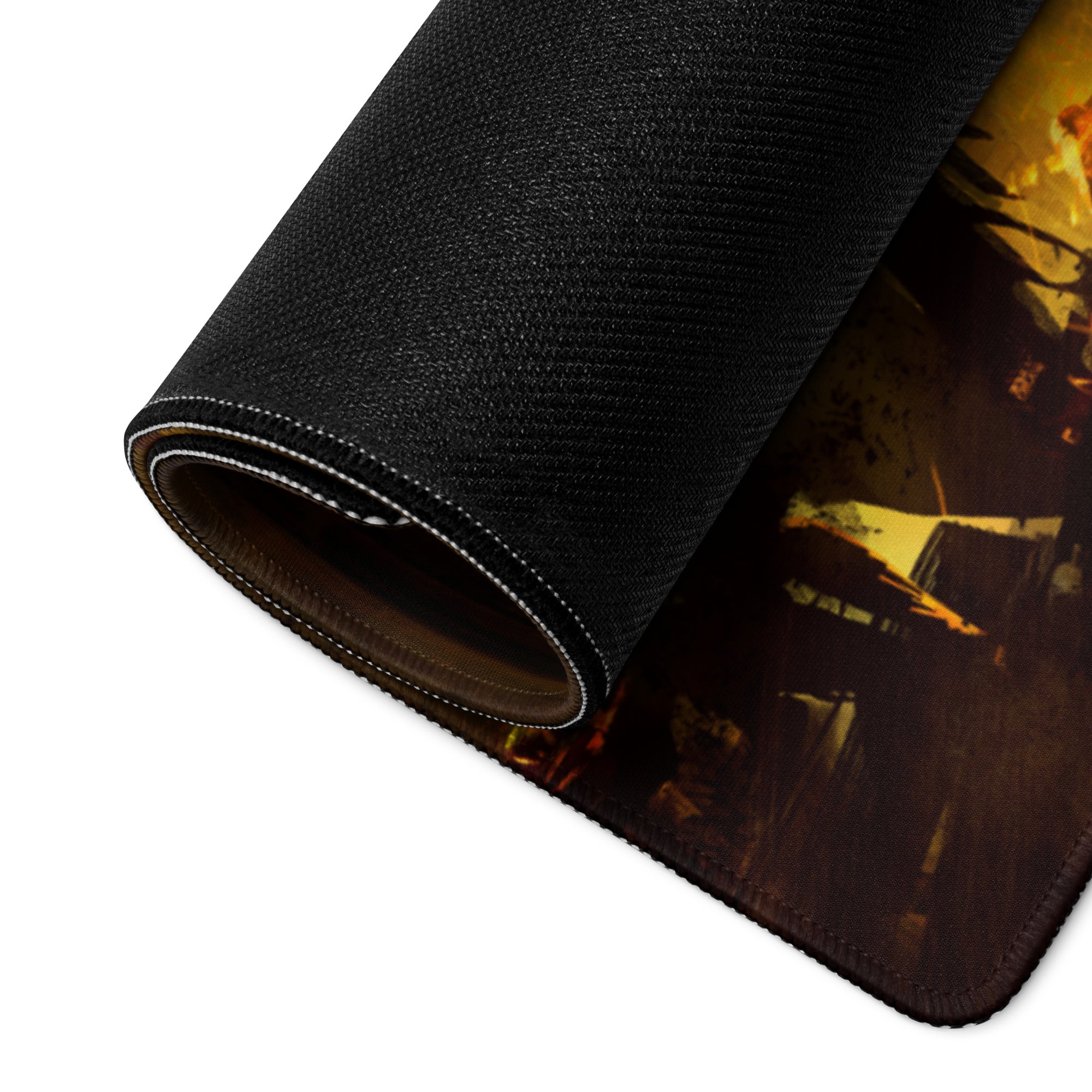 Gaming Mouse Pad Orange And Gold Fiery Design For Desktop Setup Style Modern Large Non Slip