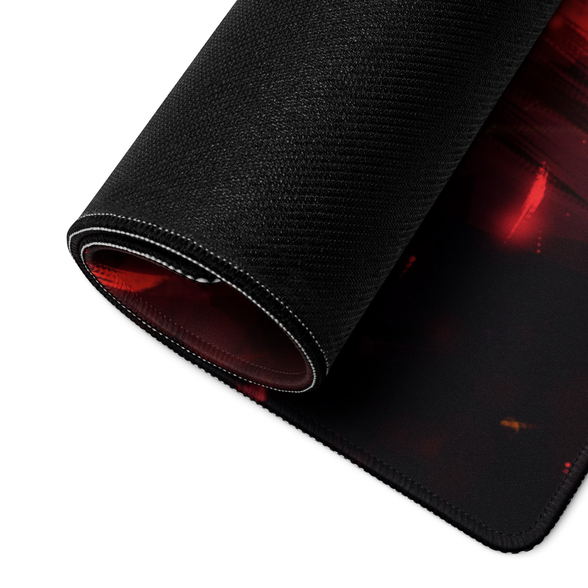 Red And Black Fiery Warrior Gaming Setup Mouse Pad Large Non Slip Desk Mat For Gaming Epic Dark Fantasy Digital Art