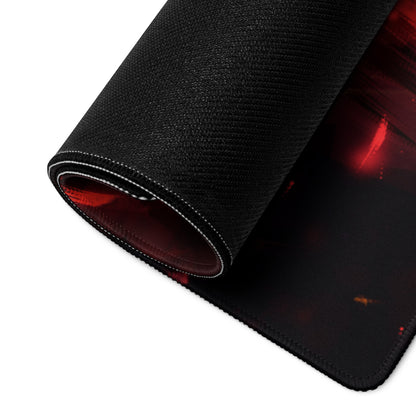 Red And Black Fiery Warrior Gaming Setup Mouse Pad Large Non Slip Desk Mat For Gaming Epic Dark Fantasy Digital Art
