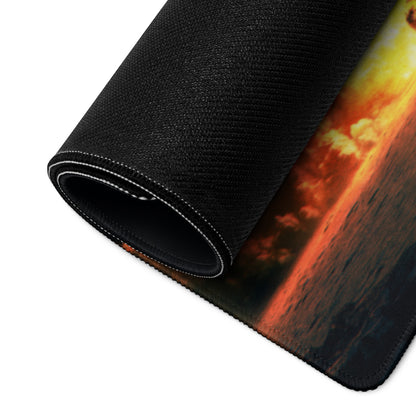 Dragon Fire Gaming Mouse Pad Dark Blue Orange Large Desk Mat For PC And Console Setup Epic Fantasy Artwork