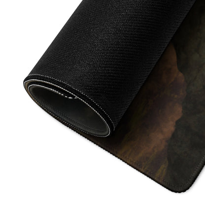 Gaming Mouse Pad Black Gray Large For Desktop Setup Epic Dark Fantasy Castle Style Non Slip Edge Stitching