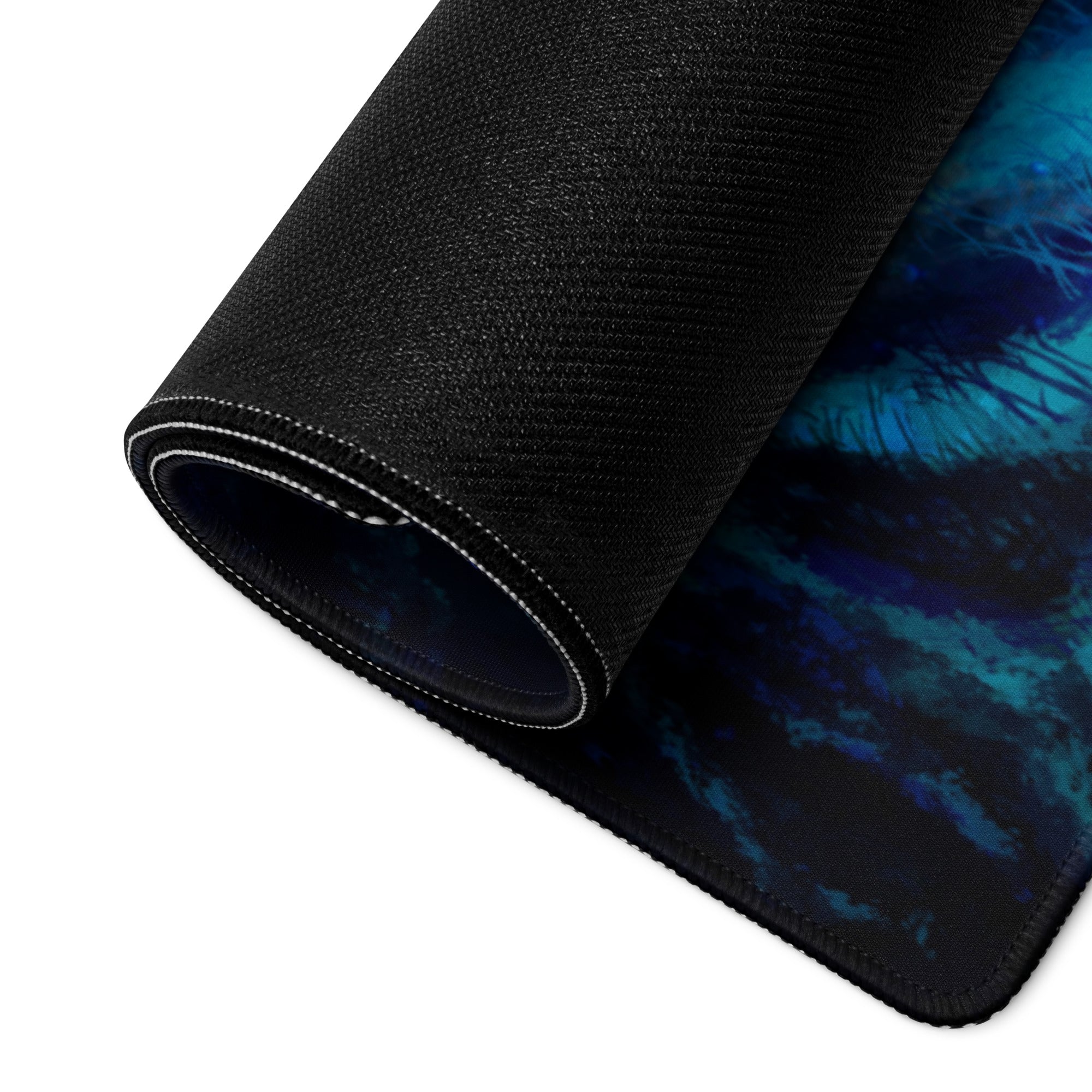Blue Neon Fantasy Gaming Mouse Pad For Desk Setup Large Non Slip Edge Stitched Pro Grade