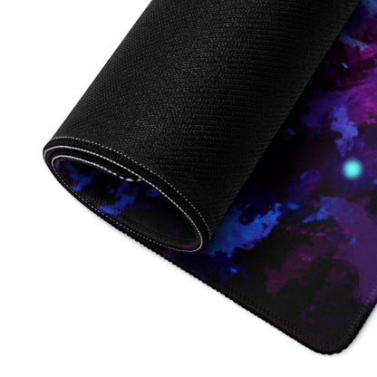 Blue Purple Gaming Mouse Pad Large For Desktop Setup Abstract Art Style Neon Glow Non Slip Base
