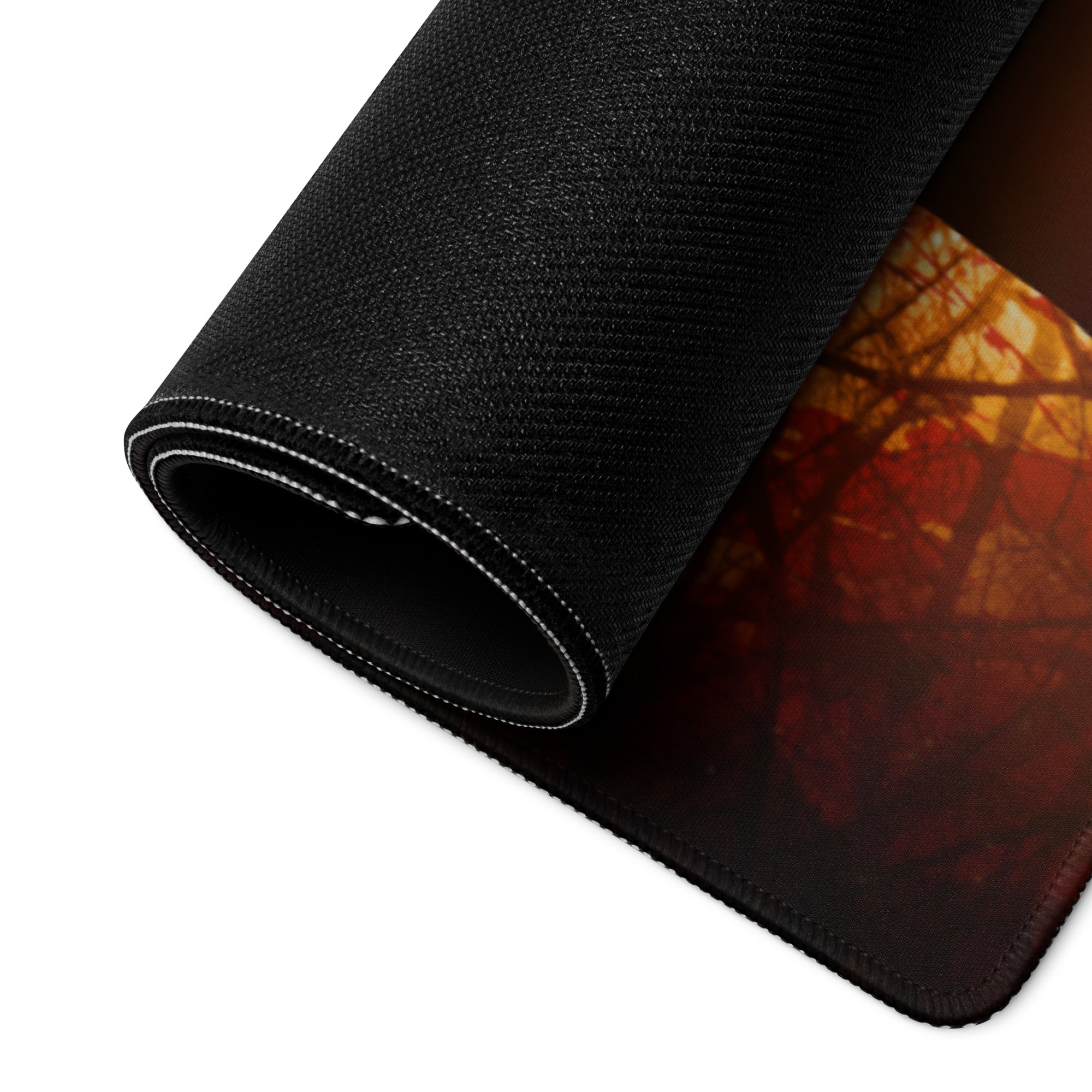 Orange Black Gaming Mouse Pad For Desktop Setup In Grunge Abstract Silhouette Digital Art Intense