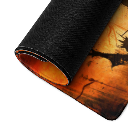 Gaming Mouse Pad Orange Black Large Esports Desk Mat for Modern Gaming Setup Abstract Art