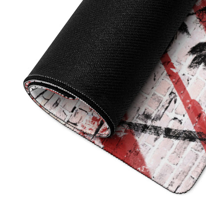 Gaming Mouse Pad Red Black For Desktop Setup Graffiti Style Large Non Slip Edge Stitching