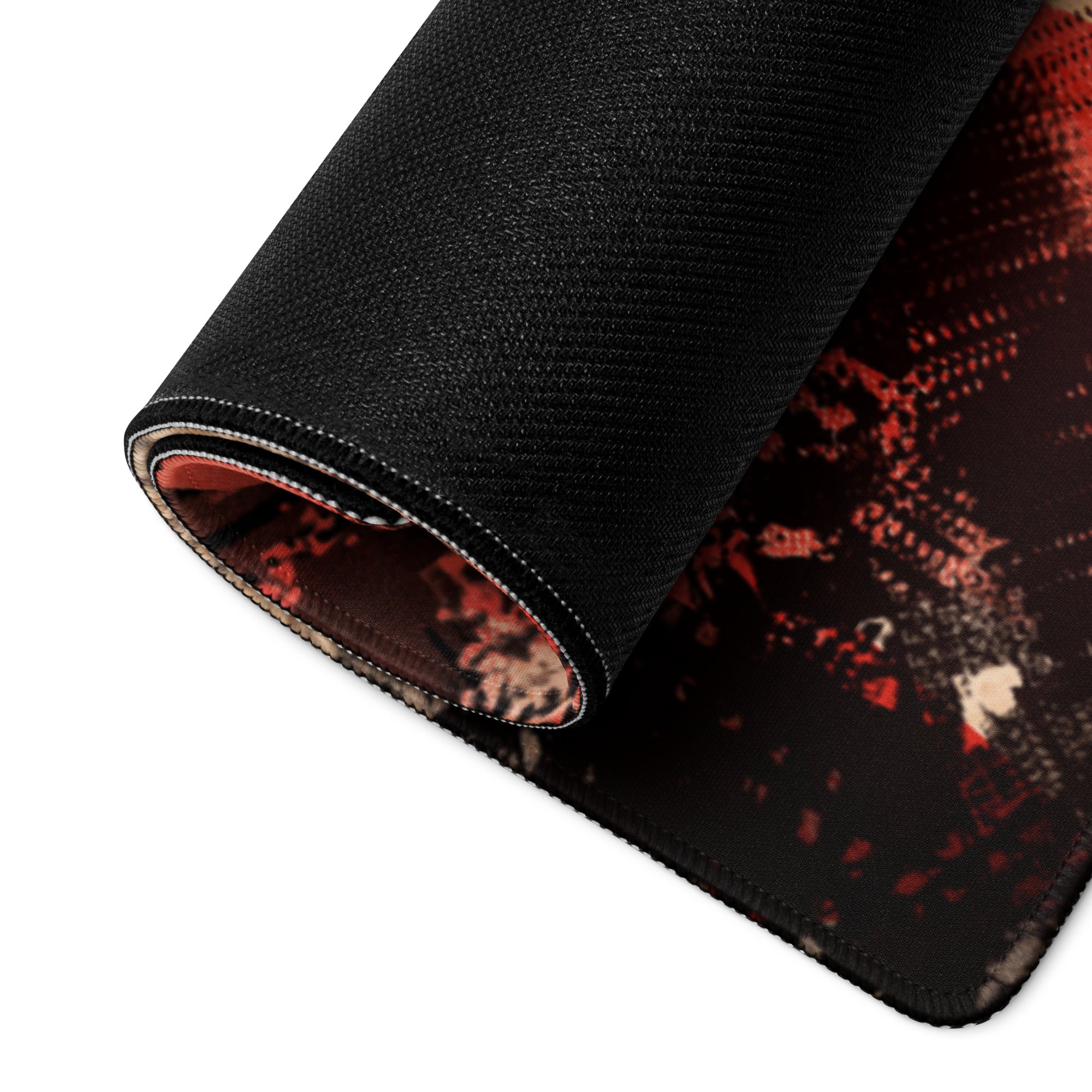 Gaming Mouse Pad Red Beige Black For Gaming Desk Large Non Slip Edge Stitched Grunge Esports Setups