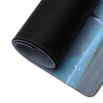 Gaming Mouse Pad Dark Navy Blue Purple Teal Neon for Desk Setup Cyberpunk Style Large Non Slip Edge Stitched