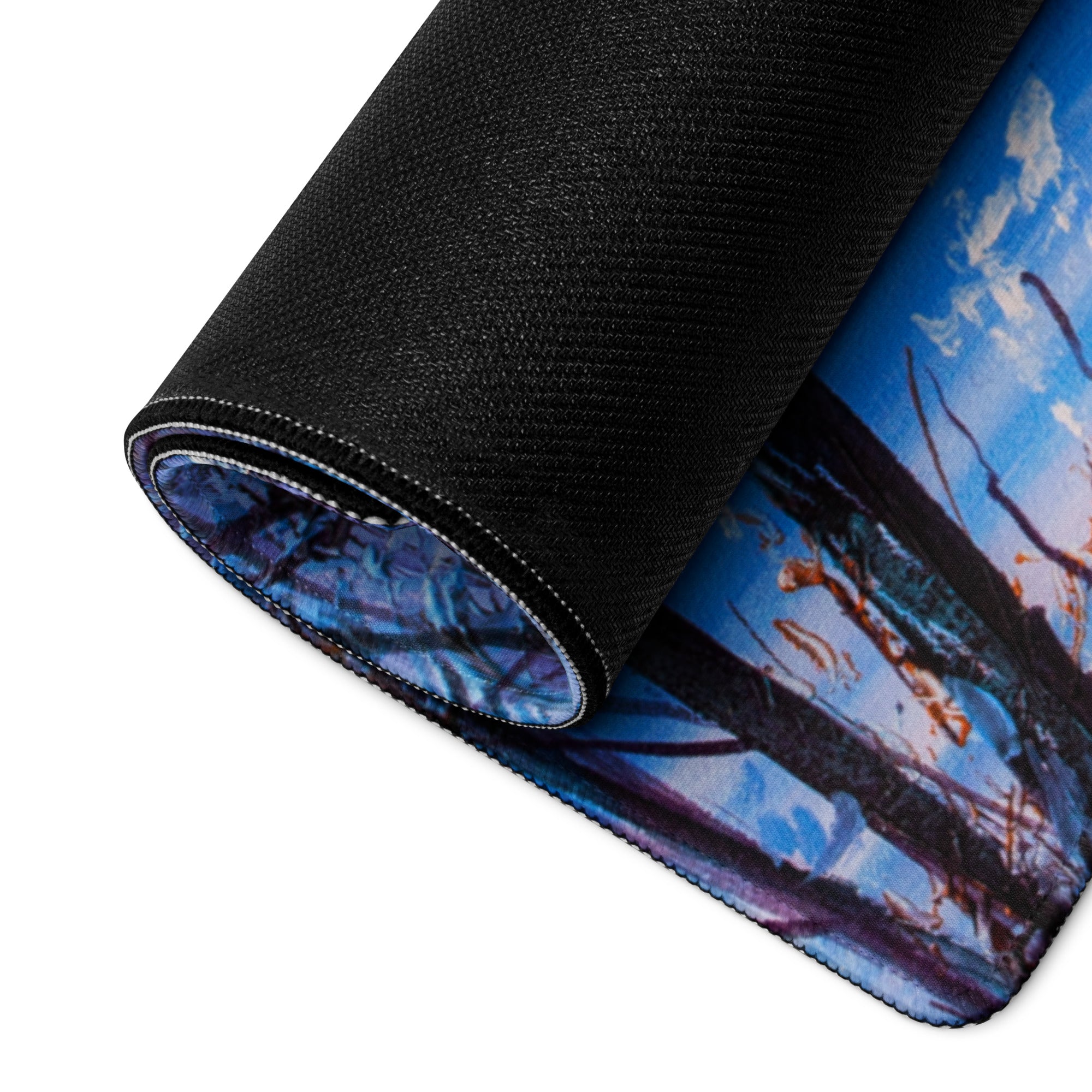 Winter Mountain Vista Pad - Winter Mountain Landscape Blue White Desk Pad Calm Mood Nordic Minimalist Oil Painting