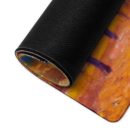 Autumn Leaves Mouse Pad - Autumn Leaves Desk Pad Orange Blue Impressionist Vibrant Cozy Rustic Modern Gaming Oil Canvas