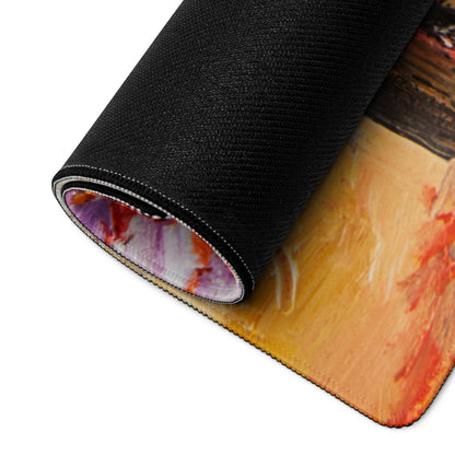 Autumn Leaves Forest Art Mouse Pad - Autumn Leaves Forest, Orange Red Purple, Desk, Gaming; Impressionist Mood Cozy