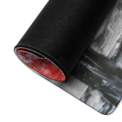 London Cityscape Red Accent Mouse Pad - London Cityscape Red Black White Gaming Modern Moody Urban Art Cityscape Pad
