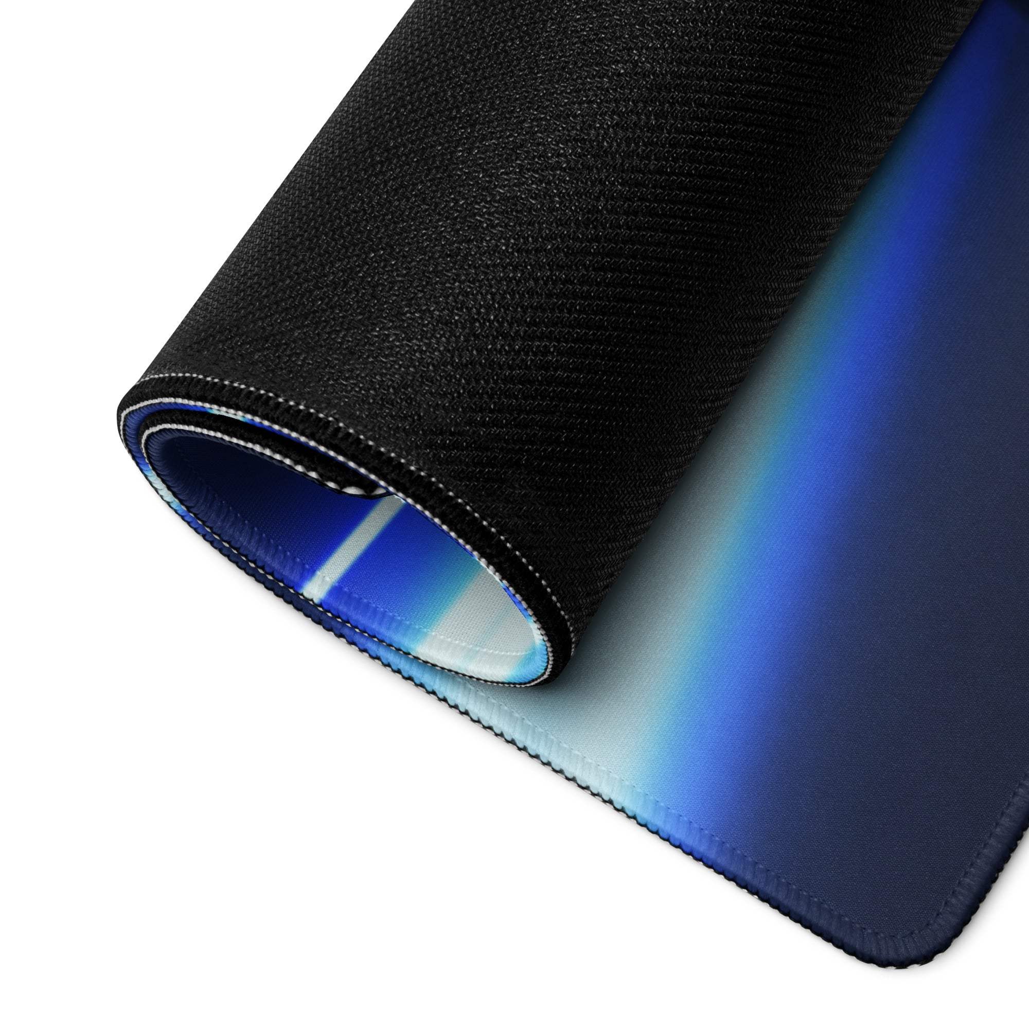 Neon velocity gaming mouse pad with black and blue gradient textured surface for precise mouse control
